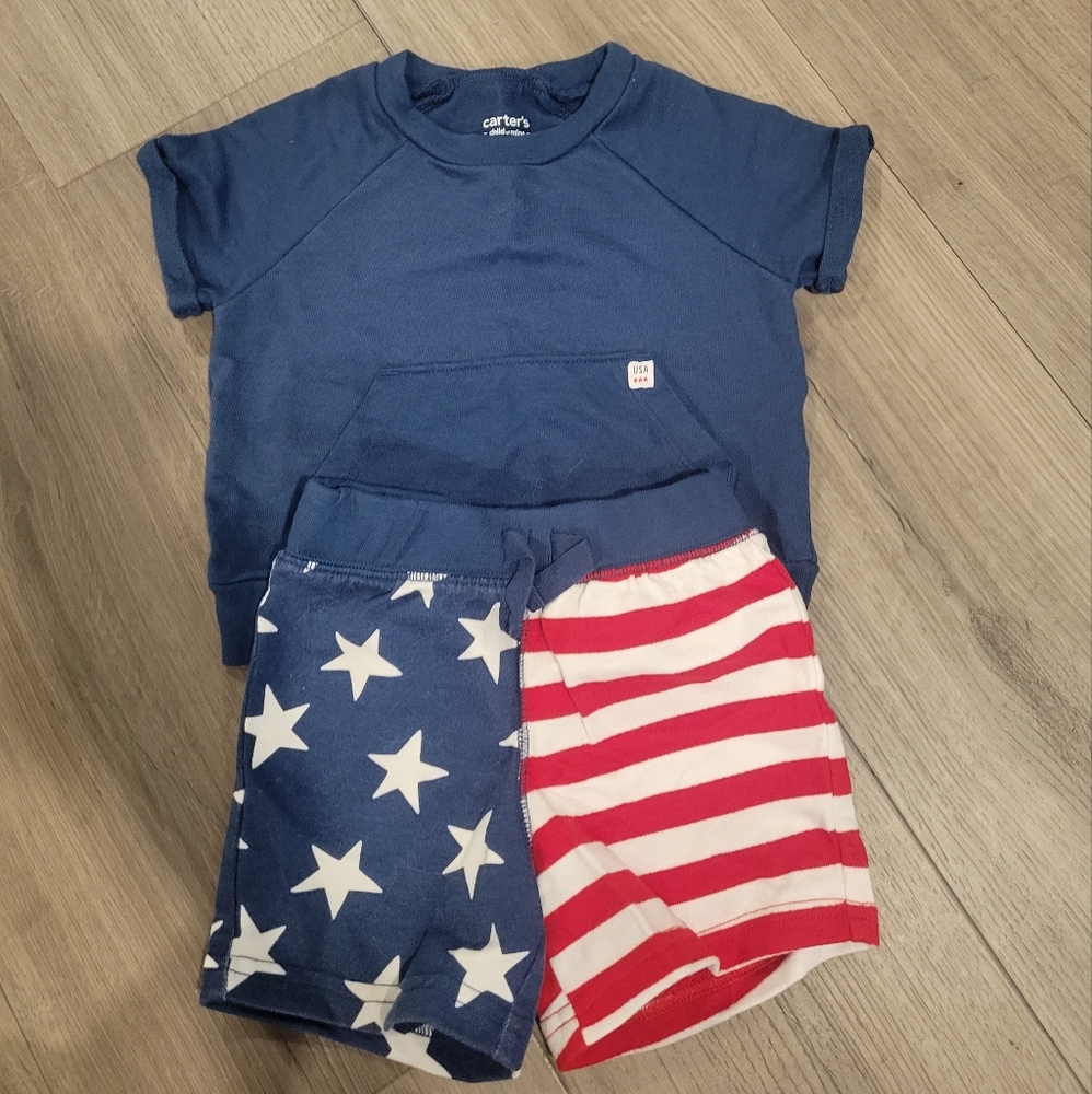 Fourth Of July Baby Boys Blue T-Shirt and Stars & Stripes Shorts Set